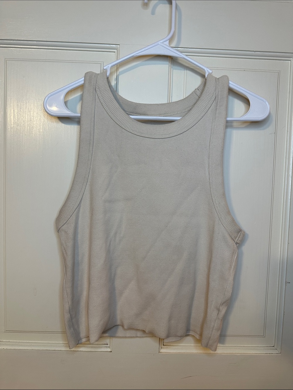 aerie Cream Ribbed Cropped Tank